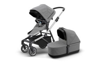 Kočík Thule Sleek Aluminium : Grey Melange + vanička Thule Sleek Bassinet 1