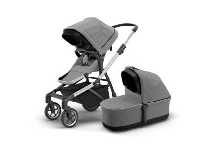 Kočík Thule Sleek Aluminium : Grey Melange + vanička Thule Sleek Bassinet 1