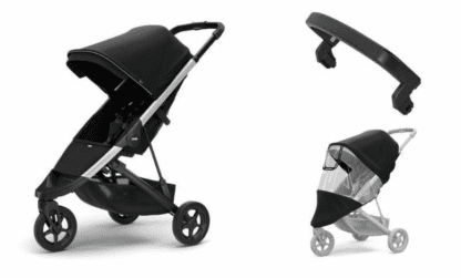 Kočík Thule Spring Aluminum / Midnight Black + pláštenka + madlo