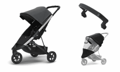 Kočík Thule Spring Aluminum / Shadow Grey + pláštenka + madlo