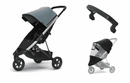 Kočík Thule Spring Aluminum / Teal Melange + pláštenka + madlo