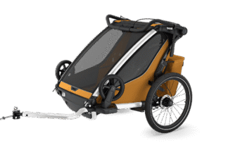 Cyklovozík Thule Chariot Sport 2 Double Natural Gold + bike set + kočíkový set