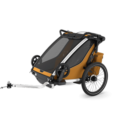 Cyklovozík Thule Chariot Sport 2 Double Natural Gold + bike set + kočíkový set